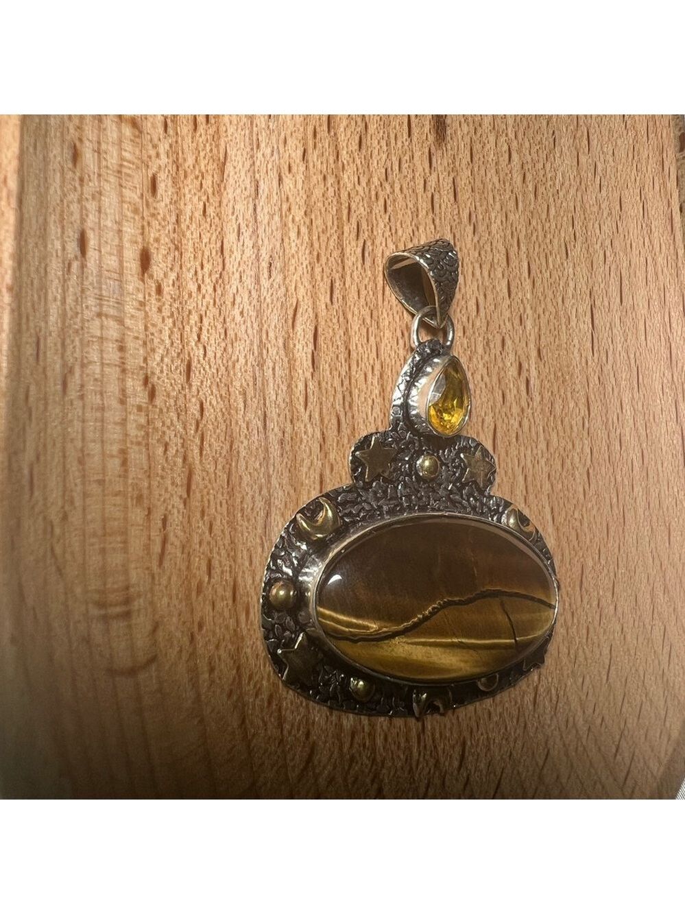 Tiger Eye & Citrine 925 Pendant - Picture 4 of 5